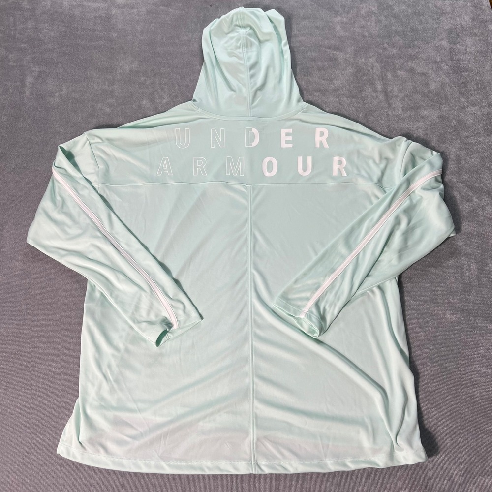 Under Armour HeatGear Mint Green Loose Fit Hooded Long Sleeve Shirt Womens XXL - Picture 7 of 8